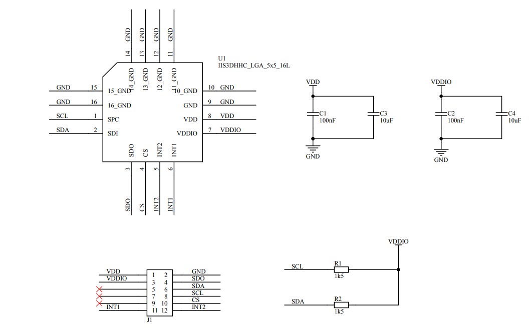 Schaltplan - STMicroelectronics STEVAL-MKI216V1K Digitales Neigungsmesser-Kit